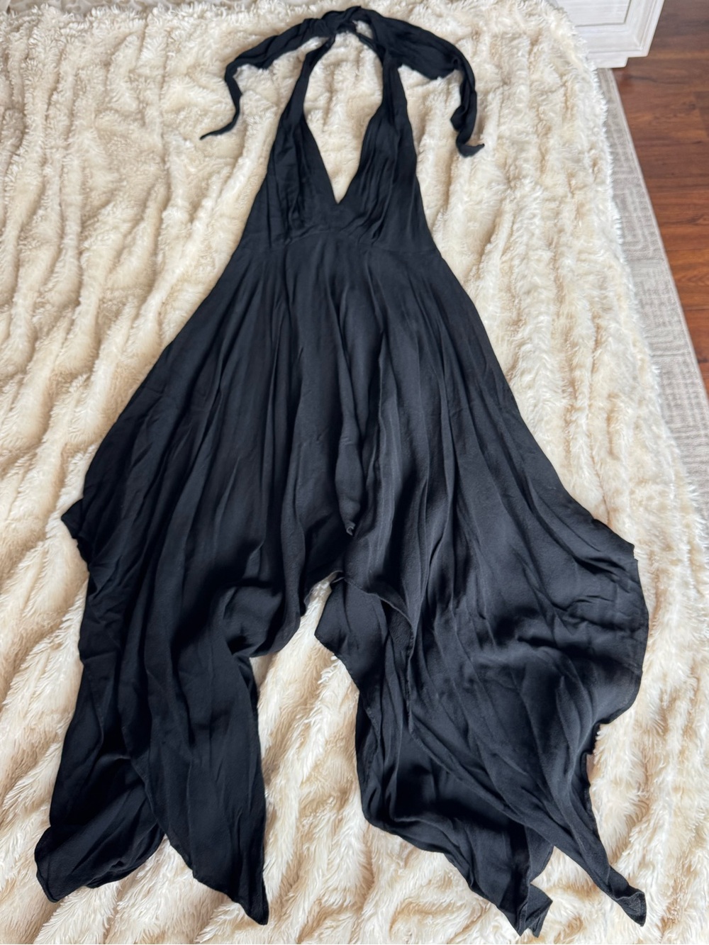 Express Black Asymmetrical Halter V-Neck Maxi Dress- Size 0